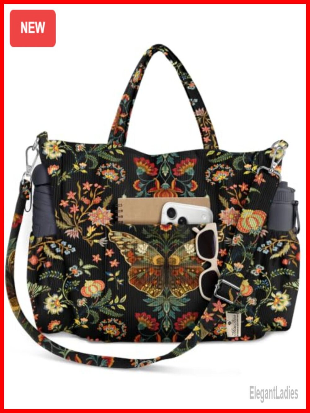 Miss Adola Corduroy Crossbody Tote Bag for Women, Multi Pocket Storage, Fits 14